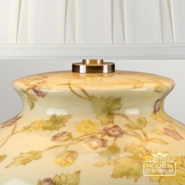Yelllow Flowers Table Lamp With Porcelain Base And Fabric Shade Yellowflowers Tl Detail2