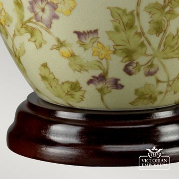 Yelllow Flowers Table Lamp With Porcelain Base And Fabric Shade Yellowflowers Tl Detail4