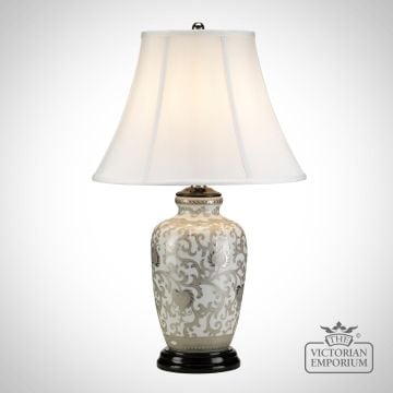 Silver Thistle Table Lamp With Porcelain Base And Fabric Shade Silverthistle Tl