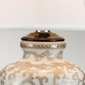 Silver Thistle Table Lamp With Porcelain Base And Fabric Shade Silverthistletl Detail2
