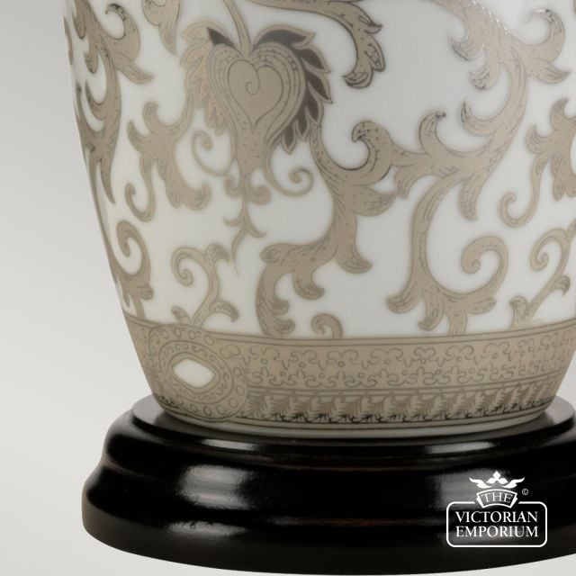 Silver Thistle Table Lamp With Porcelain Base And Fabric Shade Silverthistletl Detail3