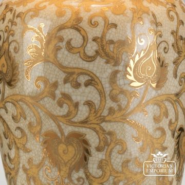 Gold Thistle Table Lamp With Porcelain Base And Fabric Shade Goldthistle Tl Detail4