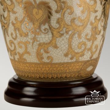 Gold Thistle Table Lamp With Porcelain Base And Fabric Shadegoldthistle Tl Detail3
