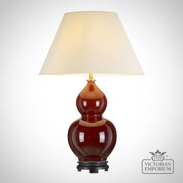 Harbin Oxblood Red Table Lamp with Porcelain Base and Fabric Shade