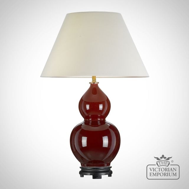 Harbin Oxblood Red Table Lamp With Porcelain Base And Fabric Shade Dl Harbin Tl Oxb Off