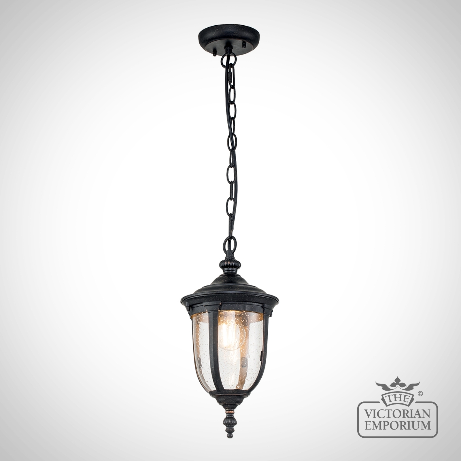 Cleveland Chain Lantern In A Weathered Bronze Finish