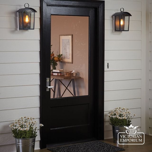 Hodges Large Wall Lantern In Ash Black Fe Hodges L Insitu2