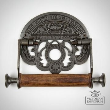 Victorian Style Antique Iron and Wood Toilet Roll Holder