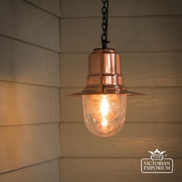 H322   Tear Drop Hanging Lantern Copper 2  Medium