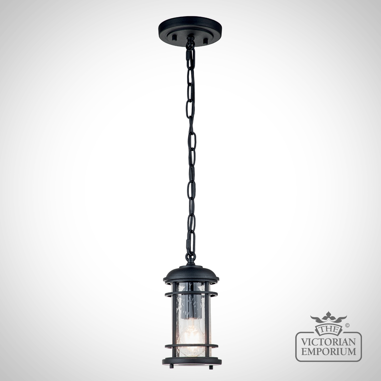 Lighthouse Chain Lantern in Textured Black