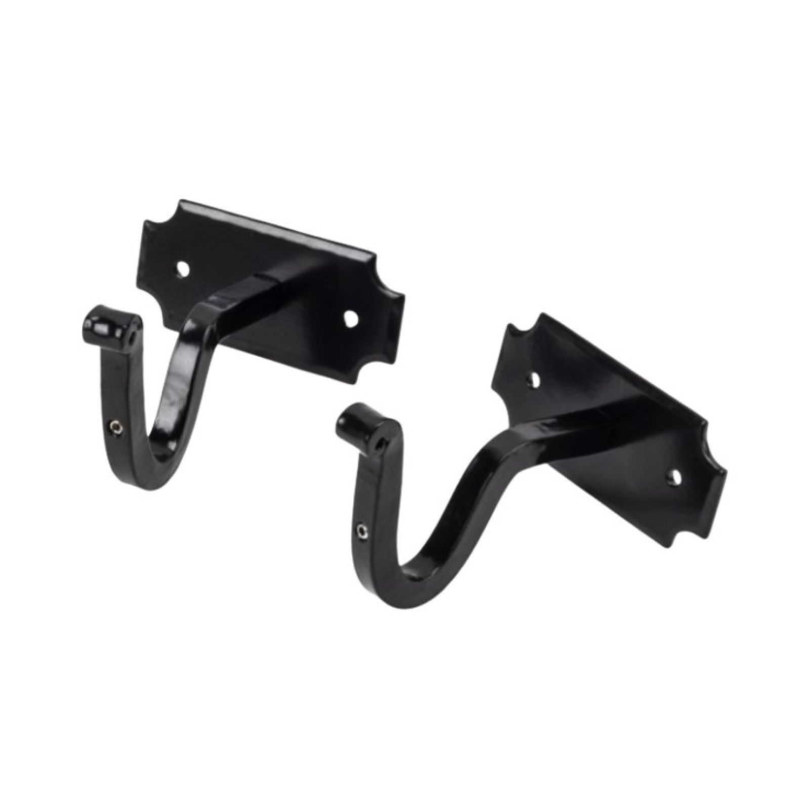 Black curtain pole brackets for black poles
