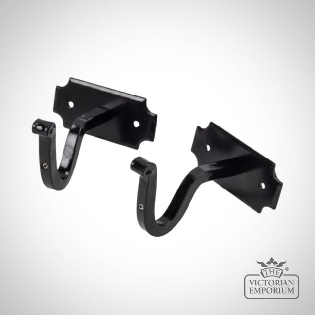 Black curtain pole brackets for black poles