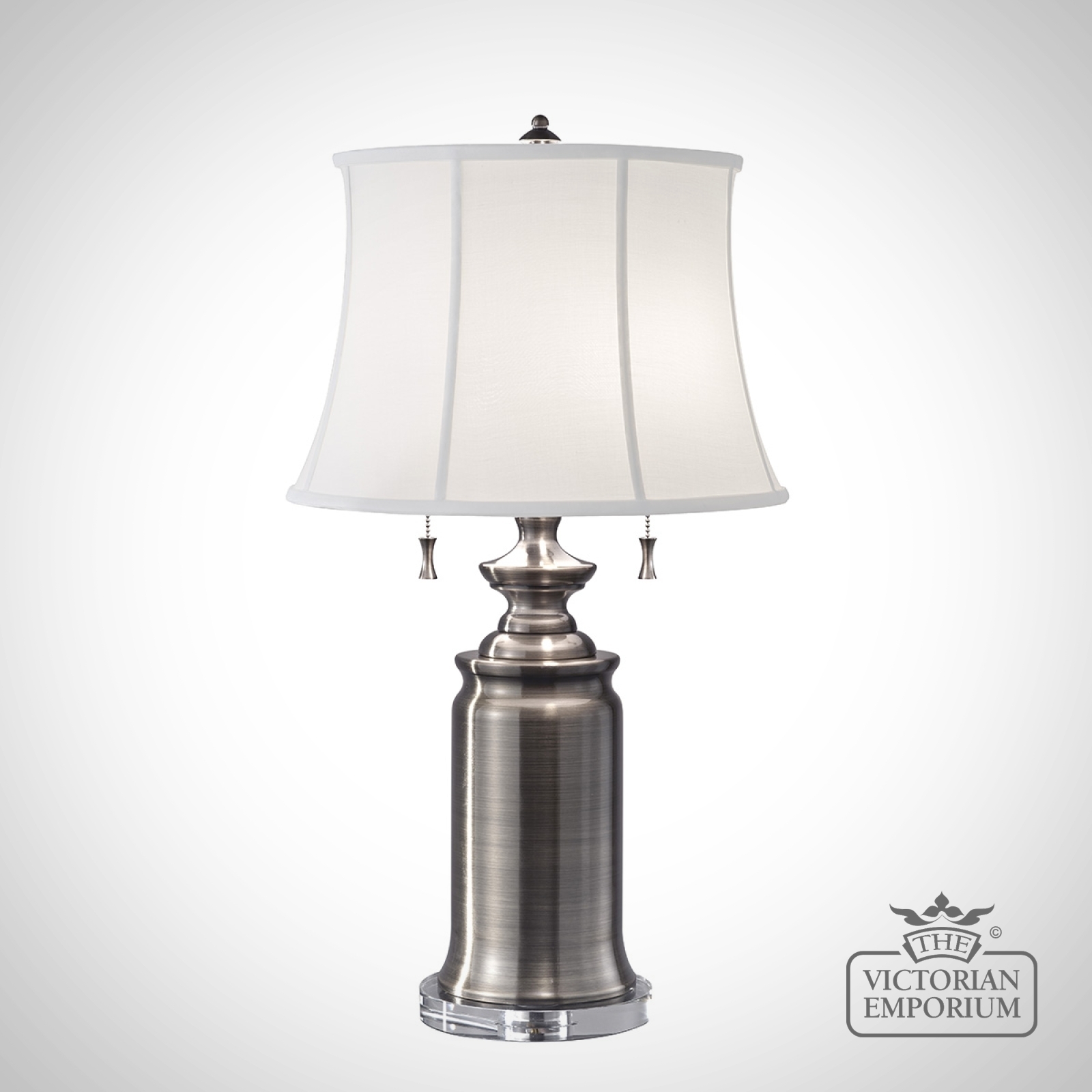 Stateroom Brass Table Lamp with White cotton linen shade