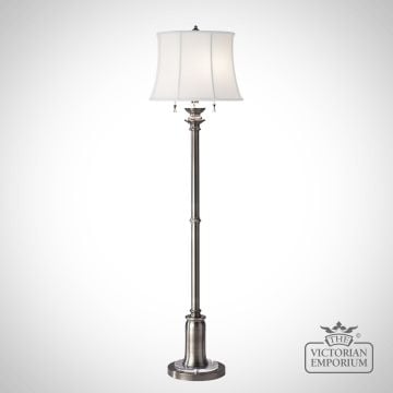 Stateroom Brass Floor Lamp with White cotton linen shade