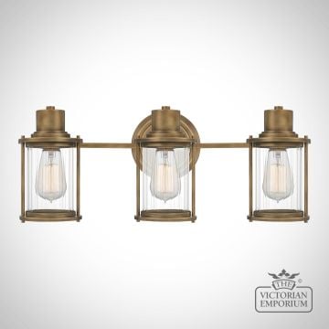 Riggs Triple Bathroom Wall Light in Weathered Brass