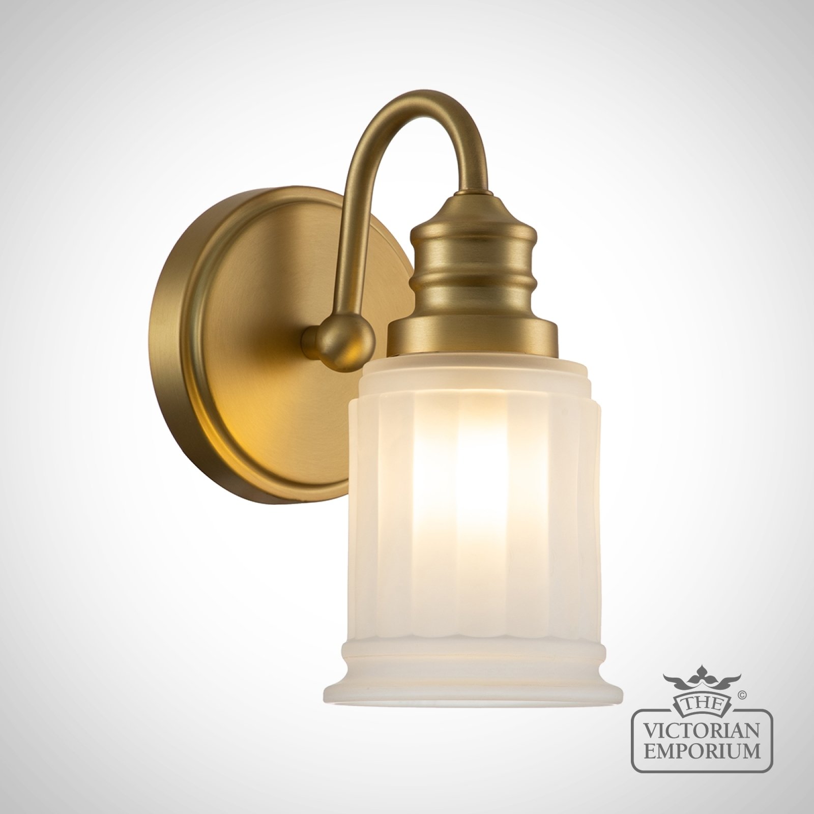 Swell Single Bathroom Wall Light in Weathered Brass