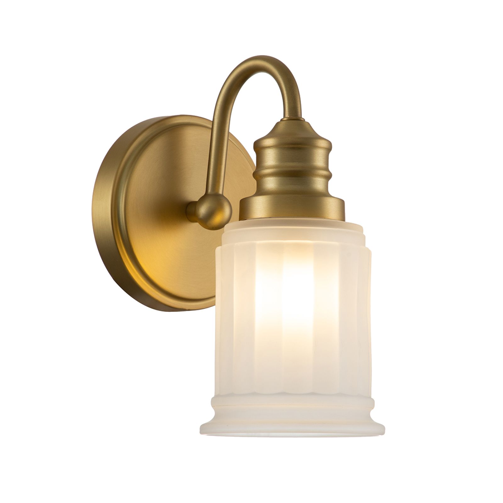 Swell Single Bathroom Wall Light in Weathered Brass