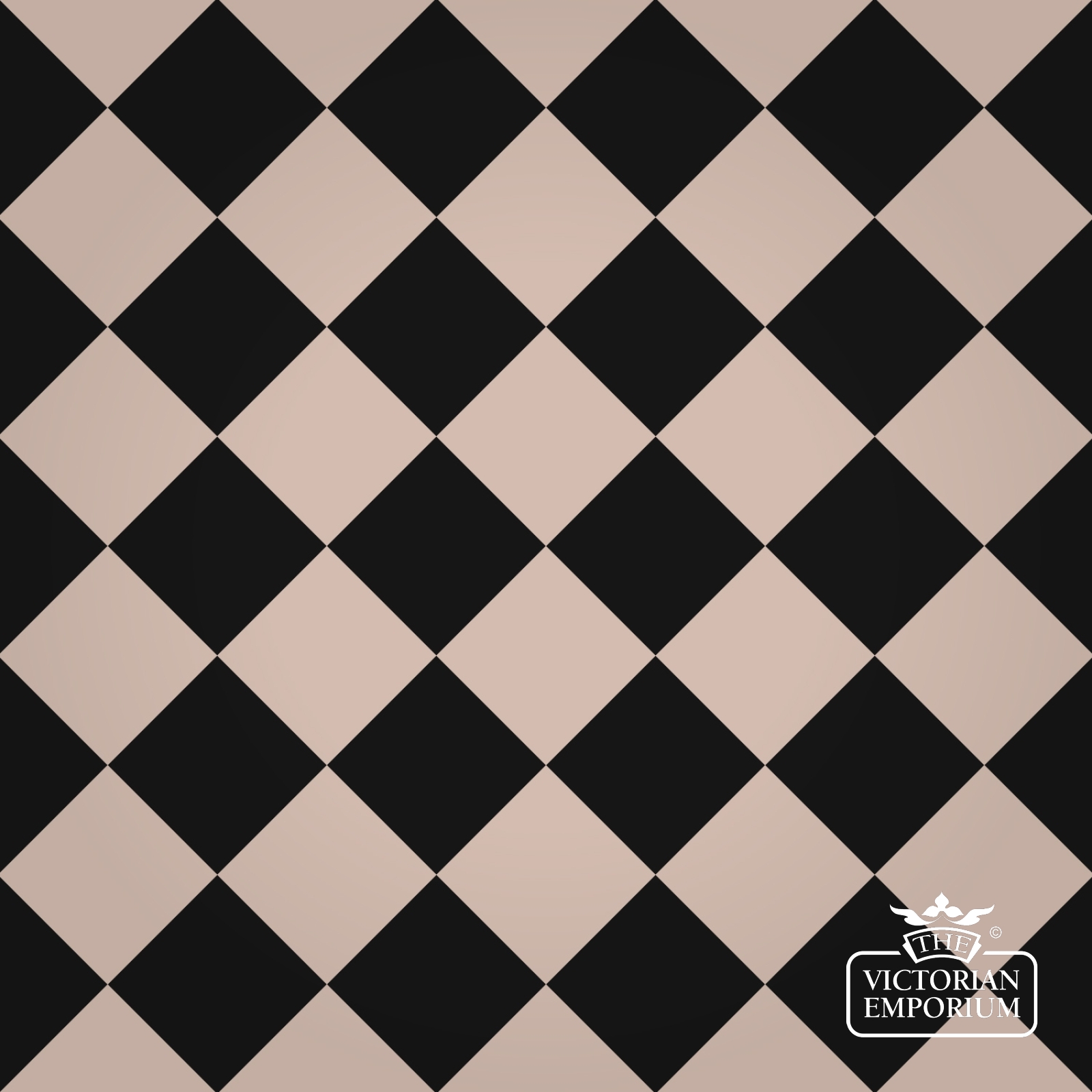 Victorian Path tiles - Black and Light Pink 10cm x 10cm squares (suitable for outdoor use)