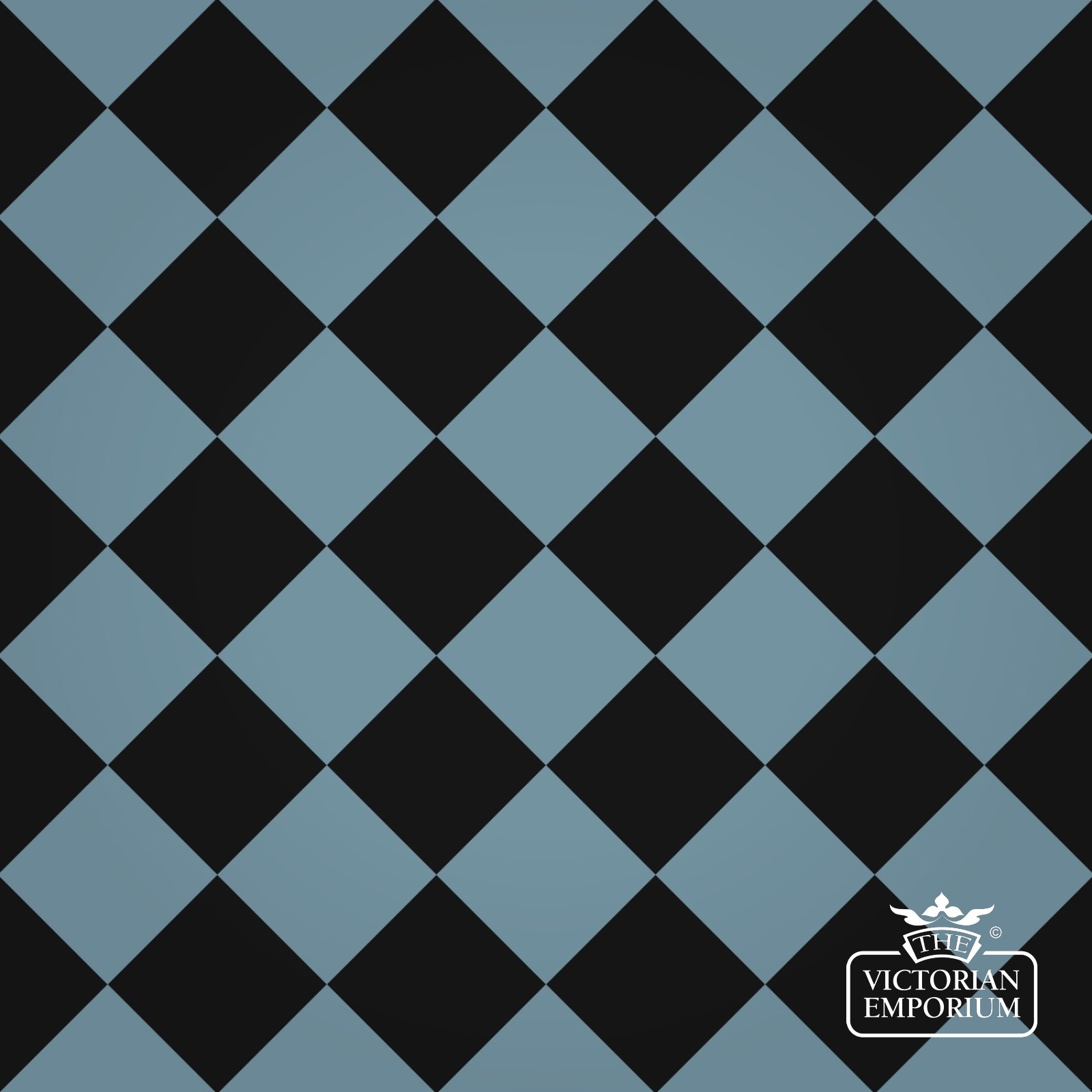 Victorian Path tiles - Black and Dorset Blue 10cm x 10cm squares (suitable for outdoor use)