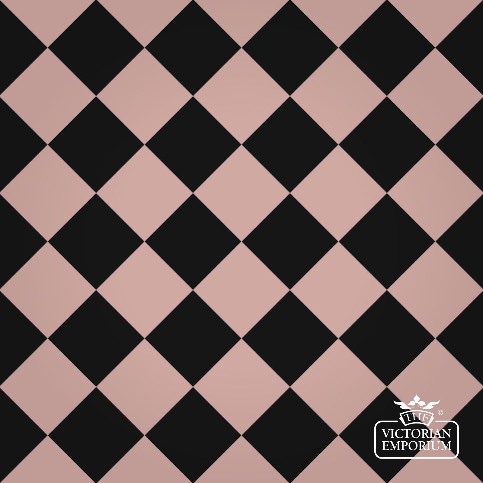 Victorian Path tiles - Black and Pink 10cm x 10cm squares (suitable for outdoor use)