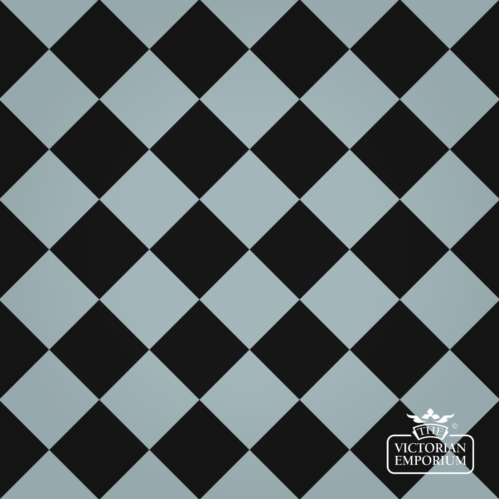 Victorian Path tiles - Black and Sky Blue 10cm x 10cm squares (suitable for outdoor use)