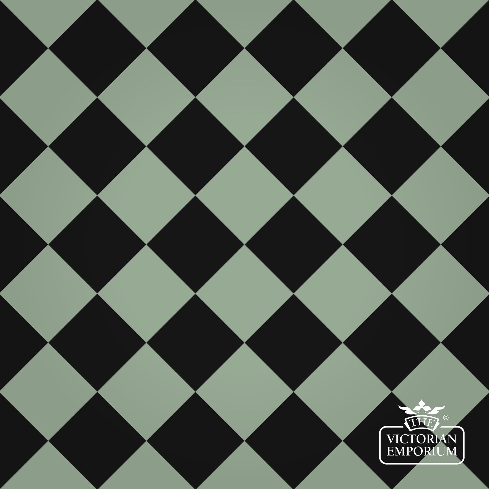 Victorian Path tiles - Black and Sage 10cm x 10cm squares (suitable for outdoor use)