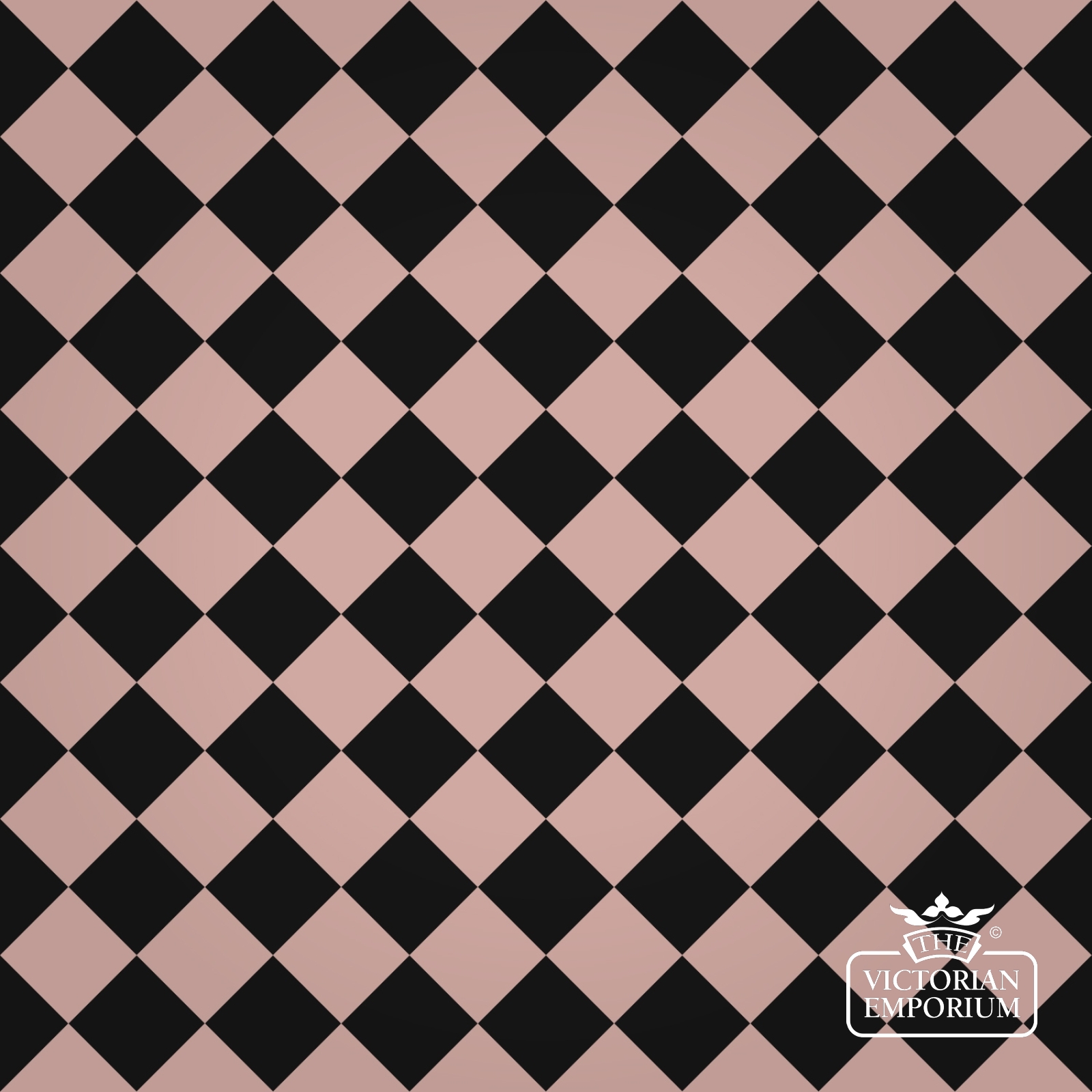Victorian Path tiles - Black and Pink 64mm x 64mm squares (suitable for outdoor use)