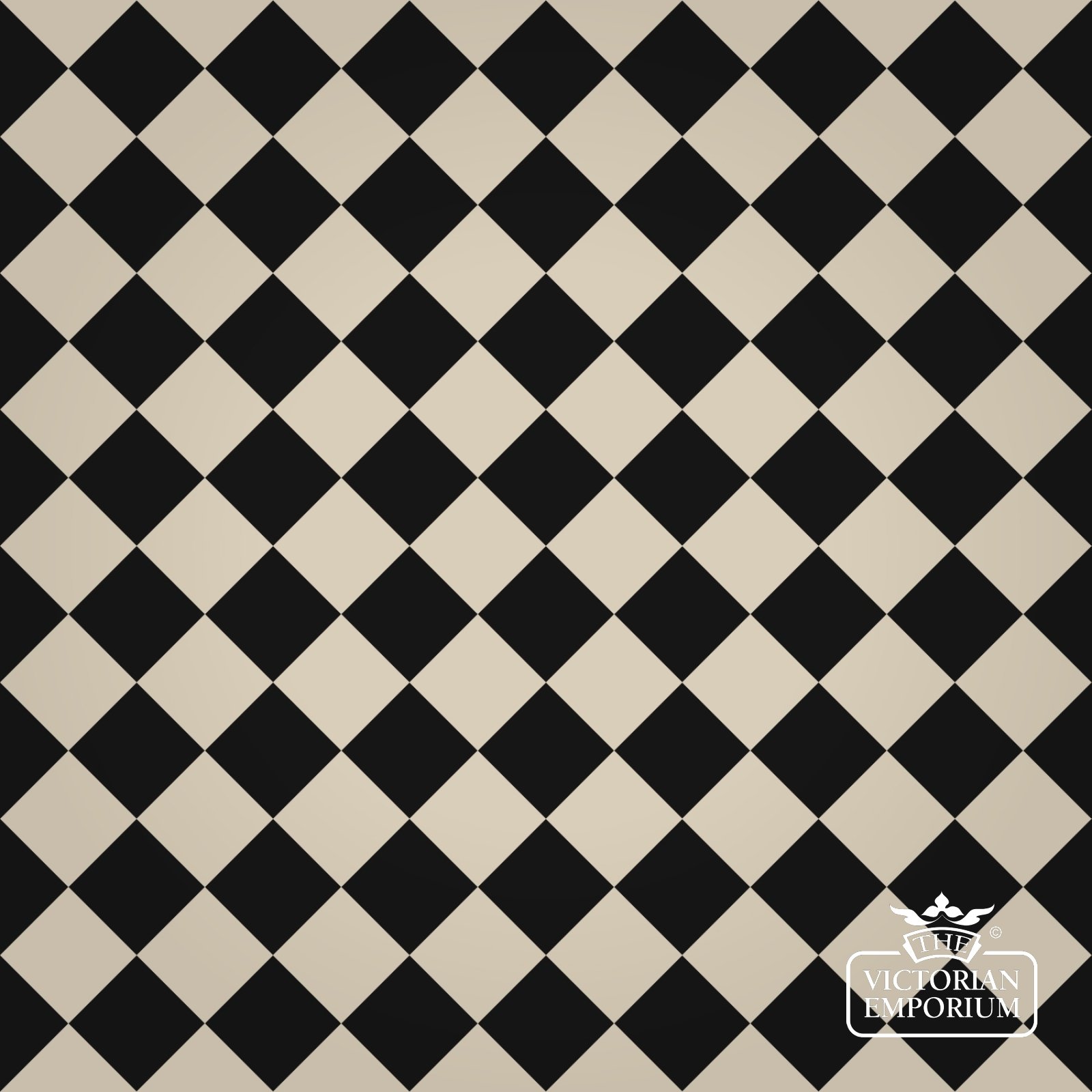 Victorian Path tiles - Black and Off White 64mm x 64mm squares (suitable for outdoor use)