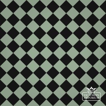 Victorian Path tiles - Black and Sage 64mm x 64mm squares (suitable for outdoor use)