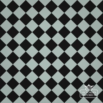 Victorian Path tiles - Black and Sky Blue - 64mm x 64mm squares (suitable for outdoor use)