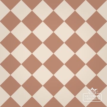 Victorian Path tiles - White and Rust 10cm x 10cm squares (suitable for outdoor use)