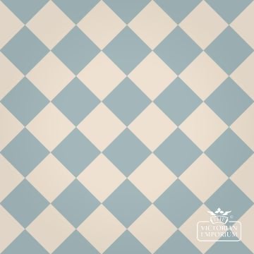 Victorian Path tiles - White and Sky Blue 10cm x 10cm squares (suitable for outdoor use)