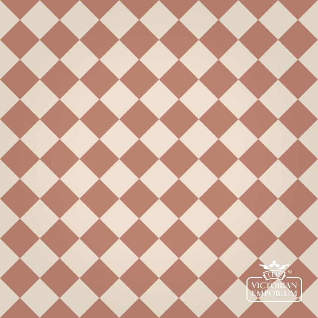Victorian Path tiles - White and Rust - 64mm x 64mm squares (suitable for outdoor use)