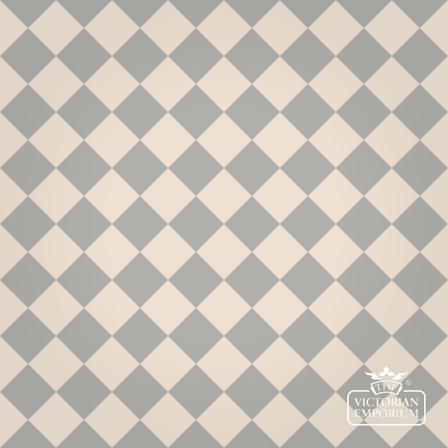 Victorian Path tiles - White and Blue/Grey - 64mm x 64mm squares (suitable for outdoor use)