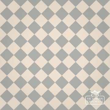 Victorian Path tiles - White and Blue/Grey - 64mm x 64mm squares (suitable for outdoor use)