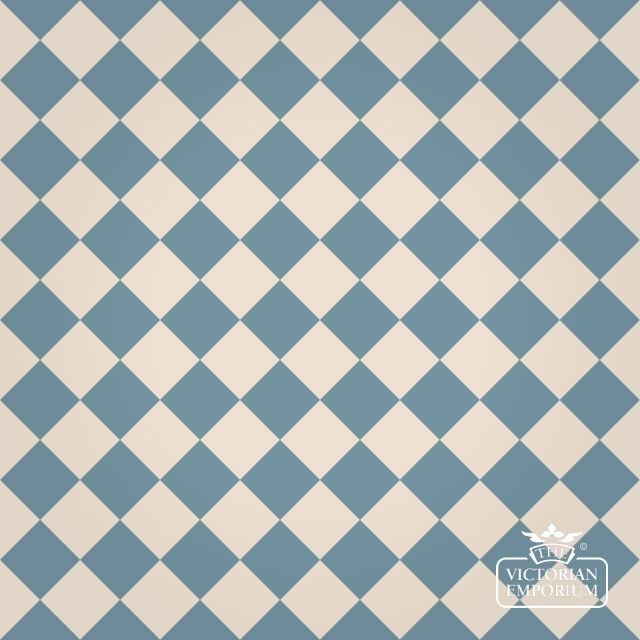 Victorian Path tiles - White and Dorset Blue - 64mm x 64mm squares (suitable for outdoor use)