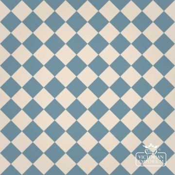 Victorian Path tiles - White and Dorset Blue - 64mm x 64mm squares (suitable for outdoor use)