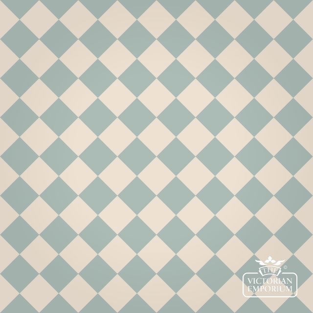 Victorian Path tiles - White and Sky Blue - 64mm x 64mm squares (suitable for outdoor use)