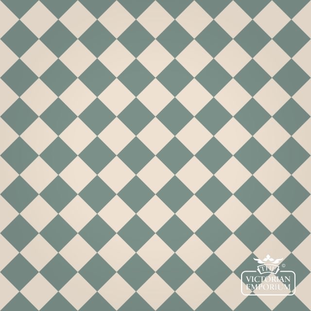 Victorian Path tiles - White and Spanish Green - 64mm x 64mm squares (suitable for outdoor use)