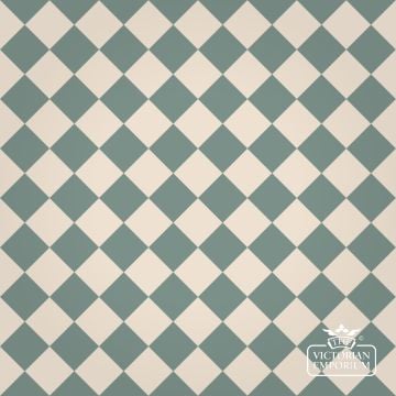 Victorian Path tiles - White and Spanish Green - 64mm x 64mm squares (suitable for outdoor use)