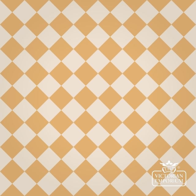 Victorian Path tiles - White and Cognac - 64mm x 64mm squares (suitable for outdoor use)