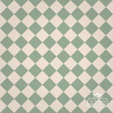 Victorian Path tiles - White and Sage - 64mm x 64mm squares (suitable for outdoor use)