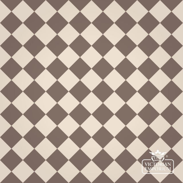 Victorian Path tiles - White and Chocolate - 64mm x 64mm squares (suitable for outdoor use)