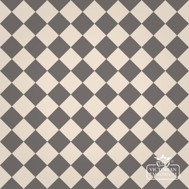 Victorian Path tiles - White and Graphite - 64mm x 64mm squares (suitable for outdoor use)