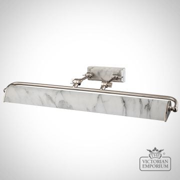 Winchfield Large Picture Light in Polished Nickel & White Marble Effect