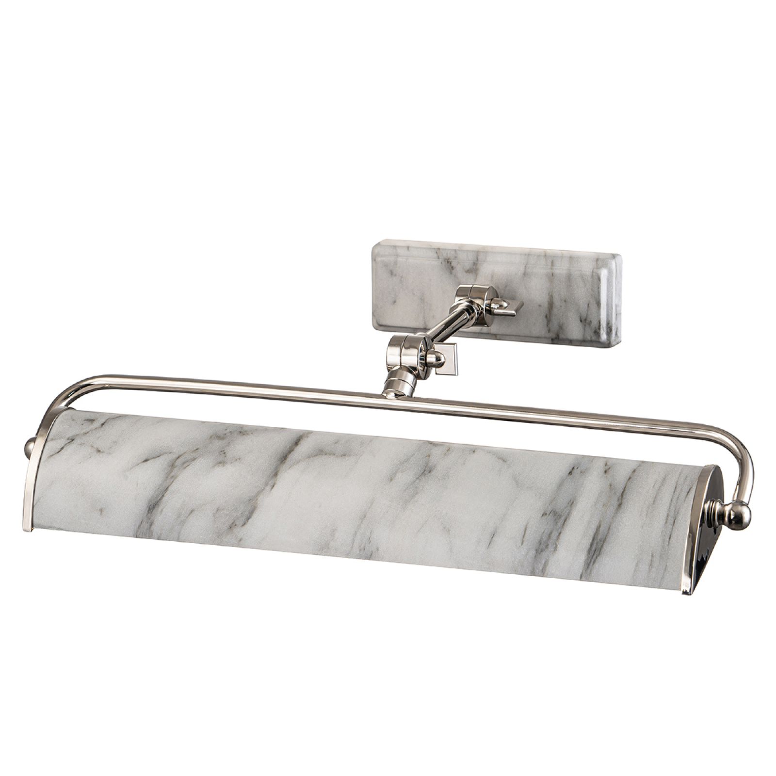 Winchfield Medium Picture Light in Polished Nickel and White Marble Effect
