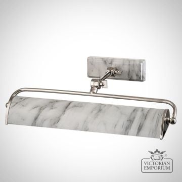 Winchfield Medium Picture Light in Polished Nickel and White Marble Effect