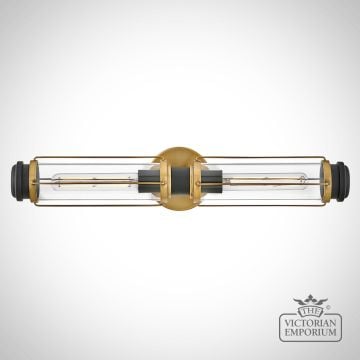 Masthead Two Light Bathroom Wall Light in Heritage Brass and Black