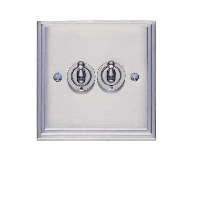 Stepped 2 Gang Intermediate Toggle Switch - brass or chrome or satin chrome