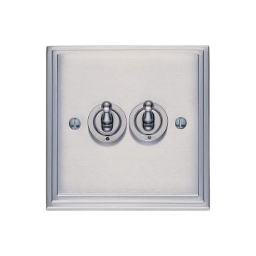 Stepped 2 Gang Intermediate Toggle Switch - brass or chrome or satin chrome